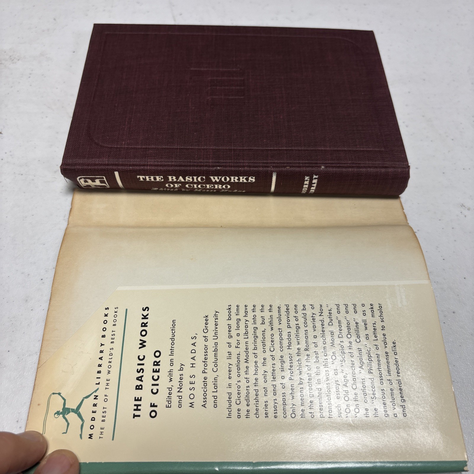 Modern Library Vintage # 272 Basic Works Cicero 1st ML 1951 HC DJ