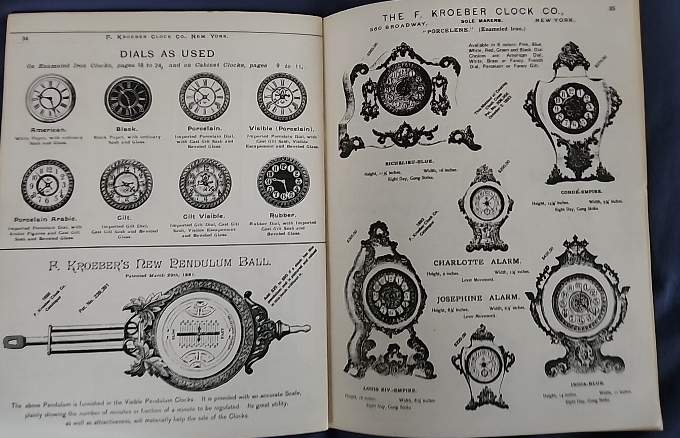 F. KROEBER CLOCK CO. IDENTIFICATION AND PRICE GUIDE By Roy Ehrhardt Signed