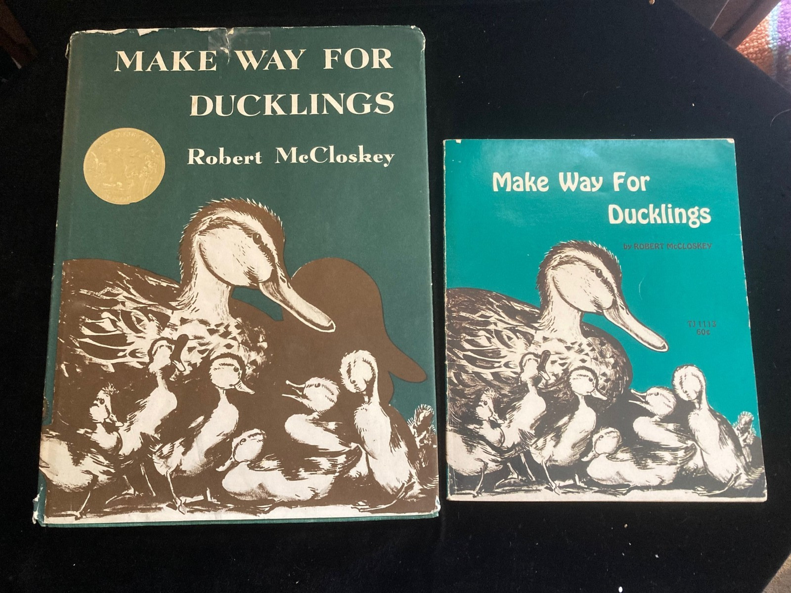 MAKE WAY FOR DUCKLINGS by Robert McCloskey 1969 HCDJ with 1967 paperback (lot2)