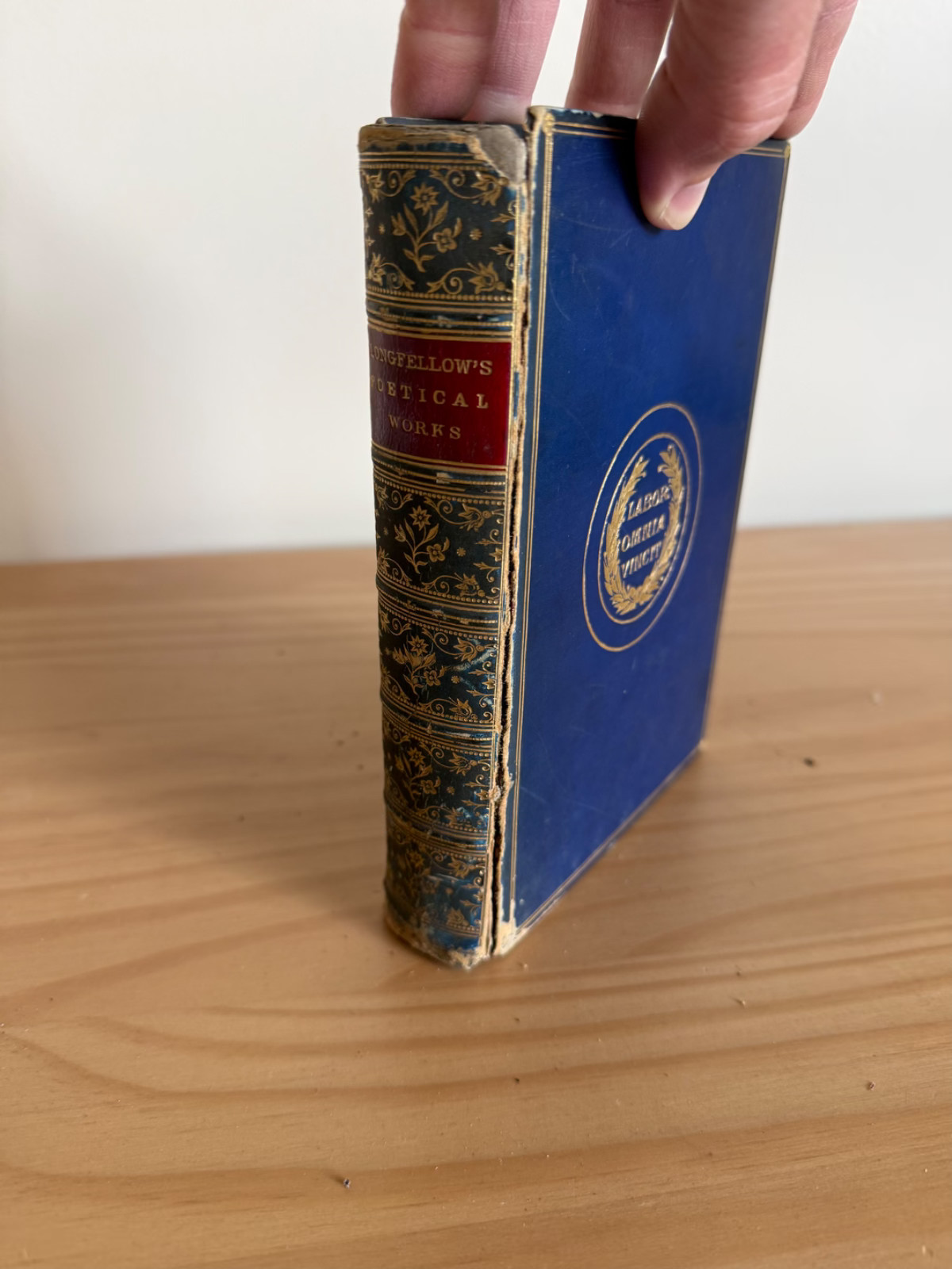 c1880 Antique Longfellow Poetical Works Lansdowne Poets Leather Frederick Warne