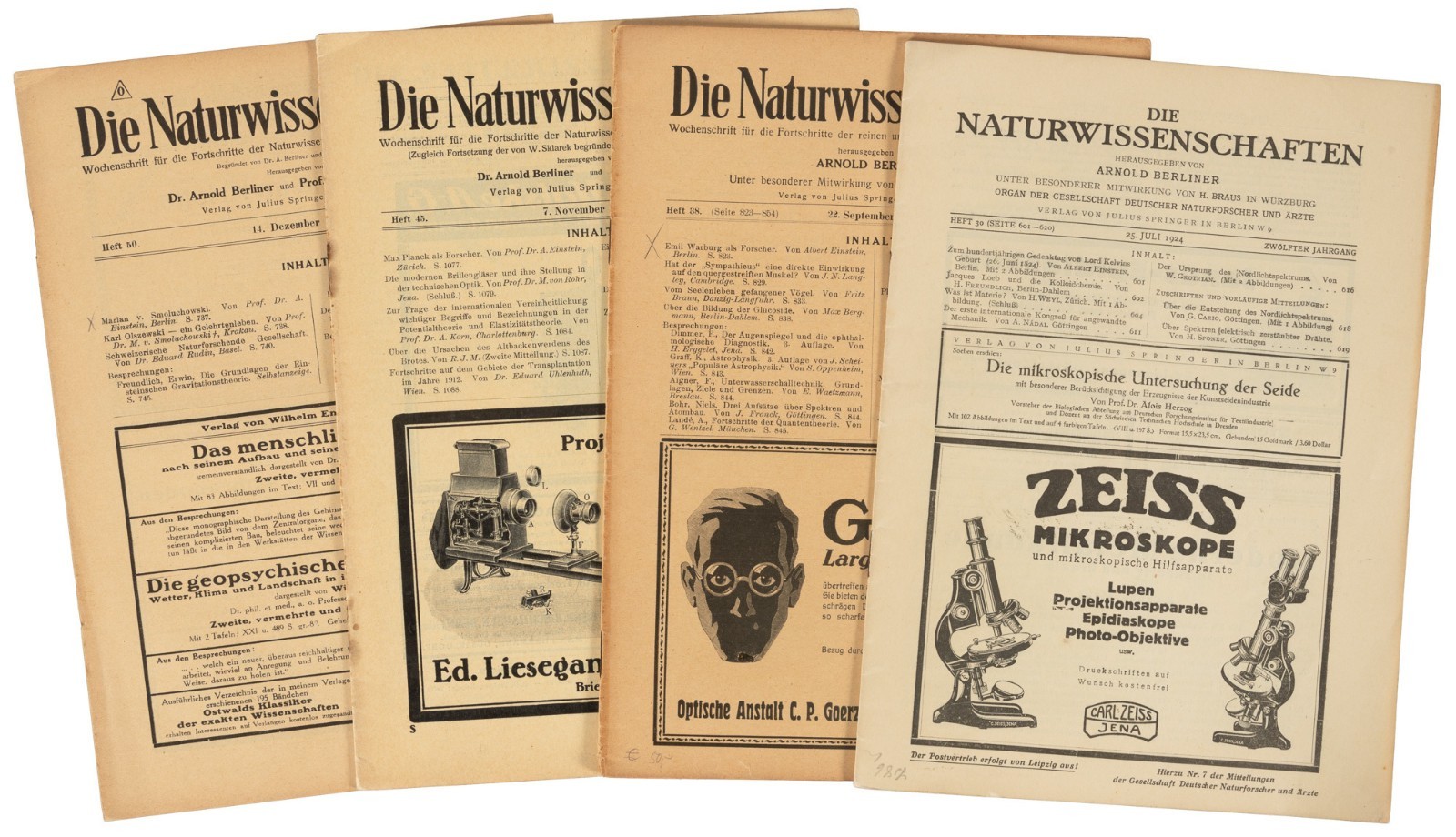 Einstein / 6 First Journal Publications Planck Mach Newton with Flamm 1913-1927