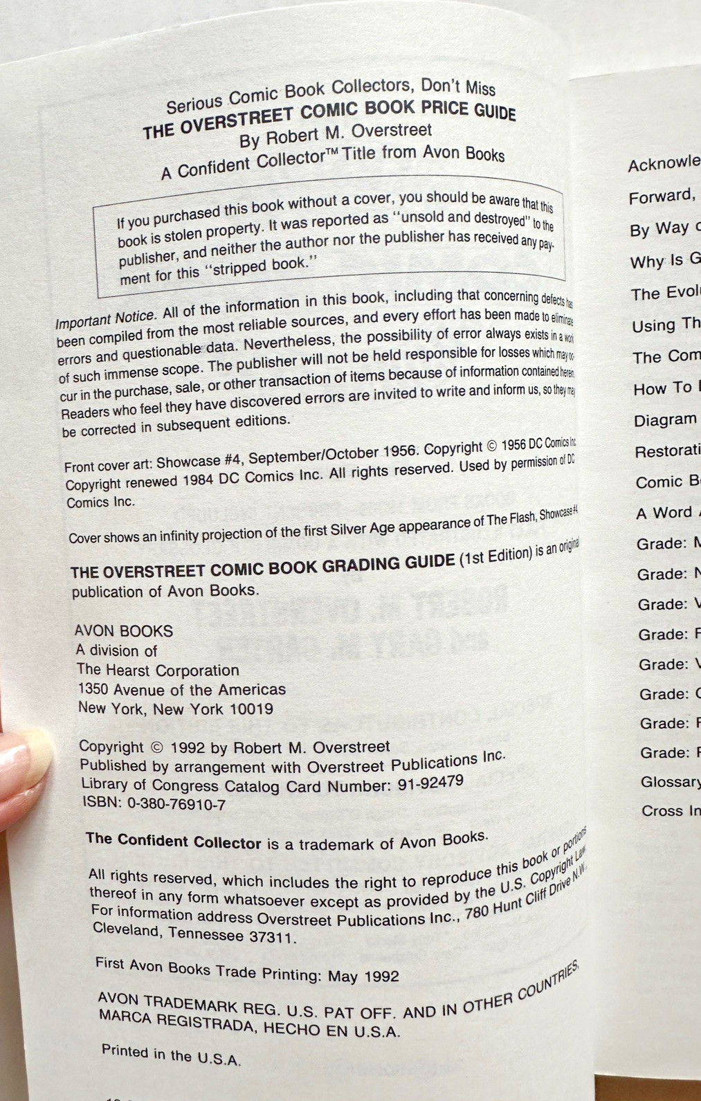 Overstreet Comic Book Grading Guide Carter 1st Edition 1992 Like New PB Collect