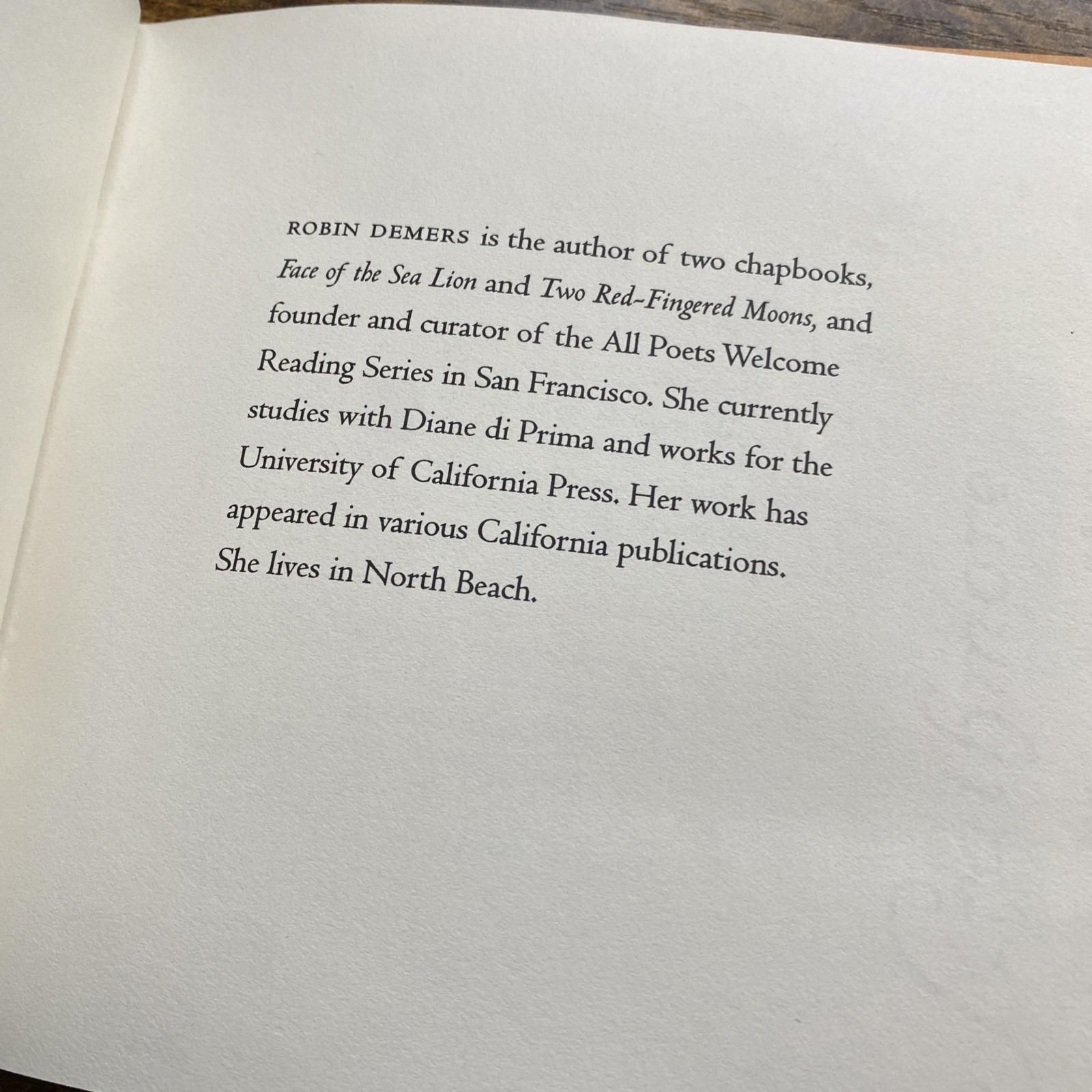 Signed Limited Edition Robin Demers Two Red-Fingered Moons 2006 Chapbook #71/250