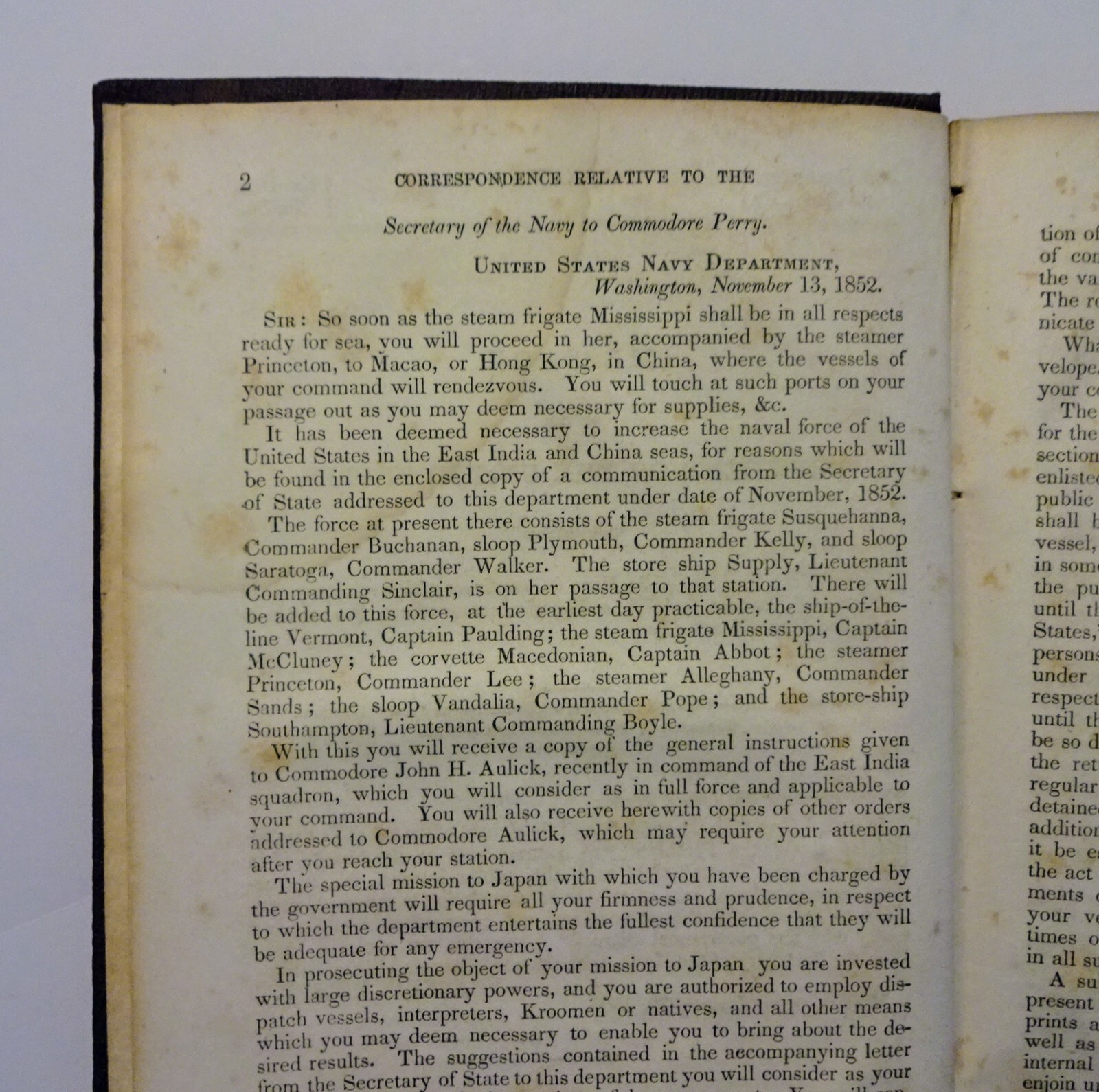1855 COMMODORE MATTHEW PERRY Naval Expedition to Japan Correspondence, US Senate
