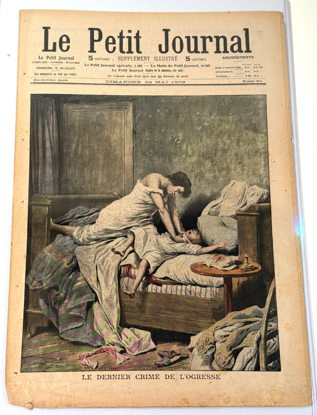 1908 Le Petit Journal Newspaper Murder DEATH crime prison COMPLETE