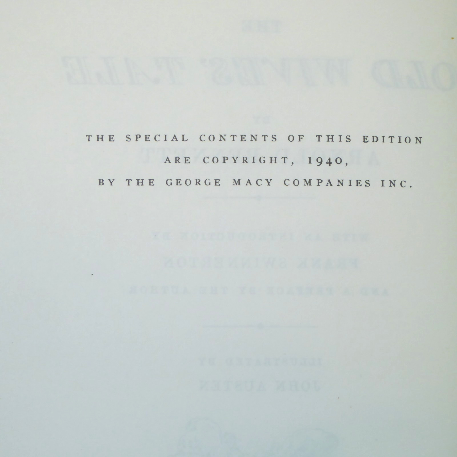 The Old Wives‘ Tale by Arnold Bennett Heritage Press 1940 Illus. John Austen