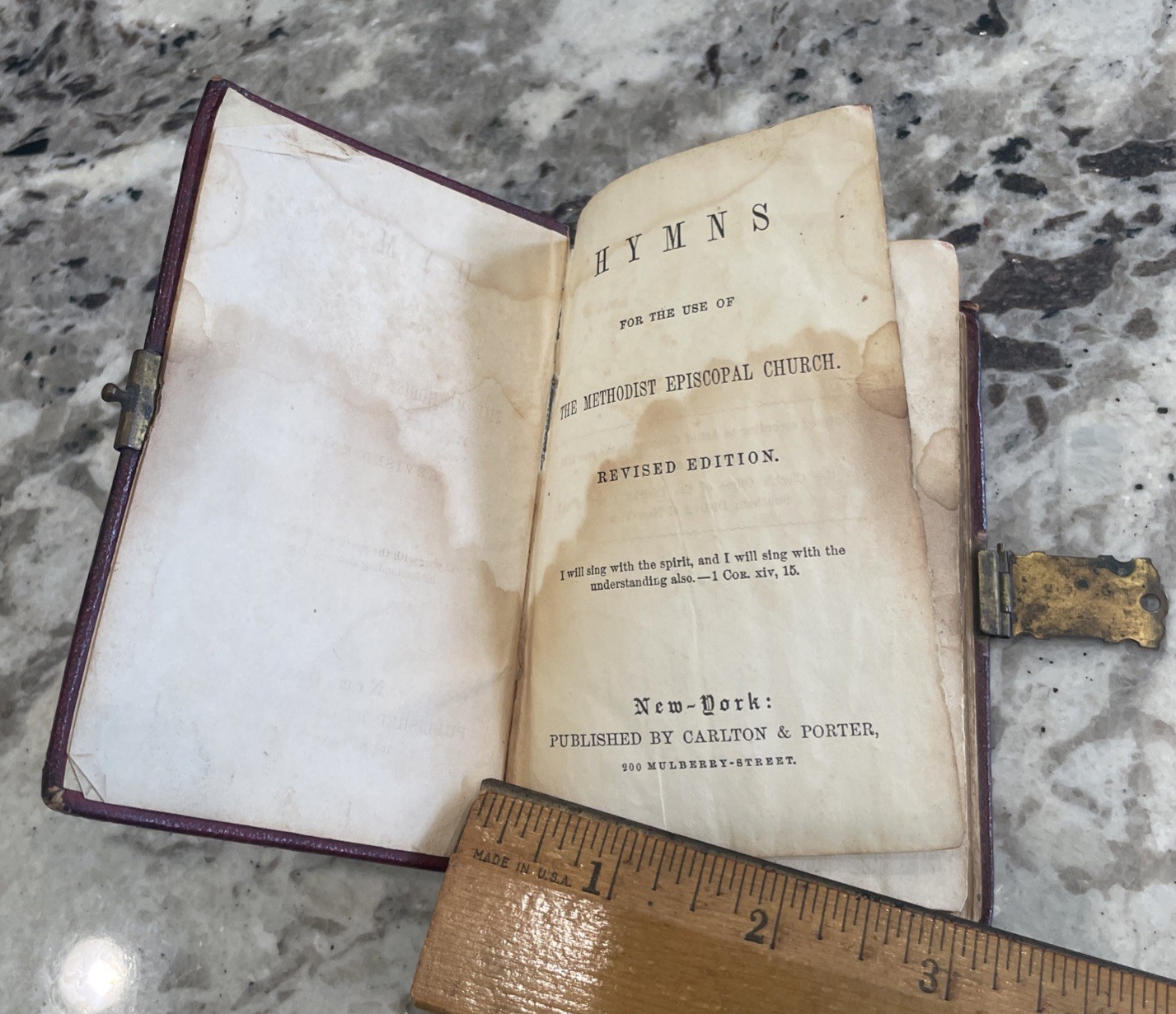 Antique 1849 Mini Methodist Hymns Leather W Hinge The Methodist Episcopal Church