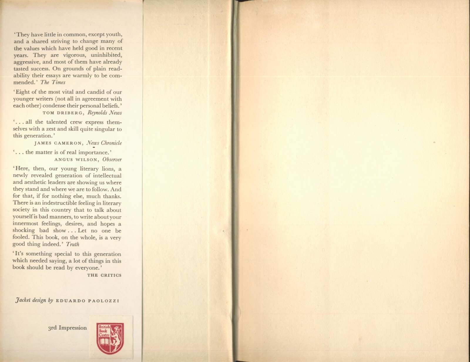 Declaration 1957 Good HC Colin Wilson Doris Lessing Kenneth Tyan John Osborne