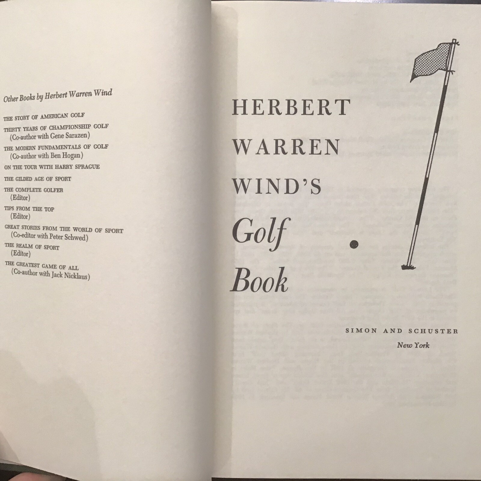 Herbert Warren Wind’s GOLF BOOK First Edition Simon Schuster No Dust Jacket