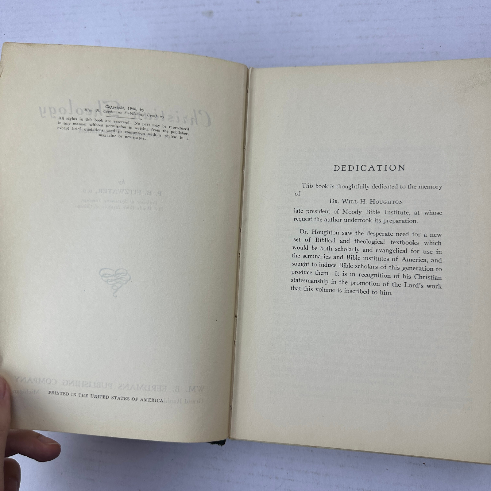 Christian Theology A Systematic Presentation P. B. Fitzwater HC 1948 WM Eerdmans