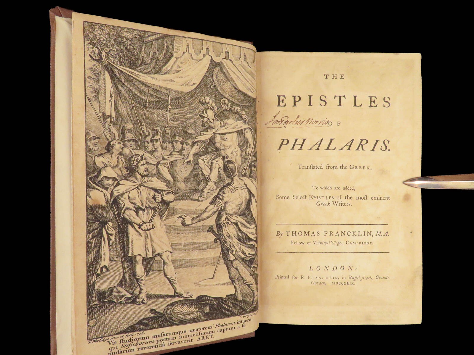 1749 Epistles of Phalaris 1ed GREEK Letters Demosthenes Pythagoras Hippocrates