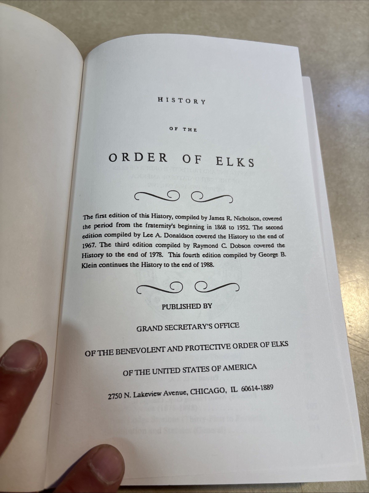 History of the Order of Elks 1868-1988. HC/DJ BPOE