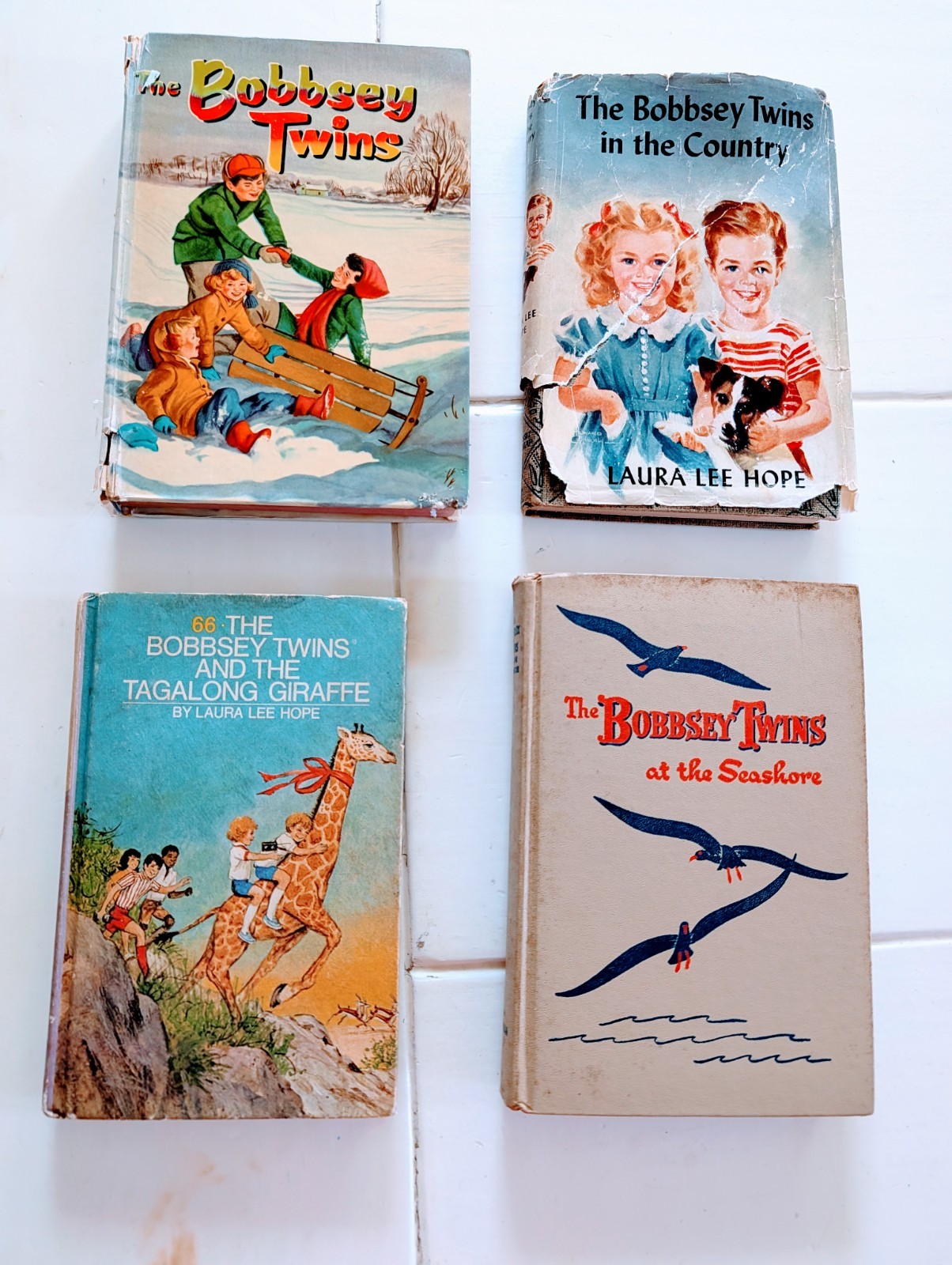 Lot of 4 VTG Bobbsey Twins Books 1st Ed HC 1950-1970 Seashore Country Giraffe
