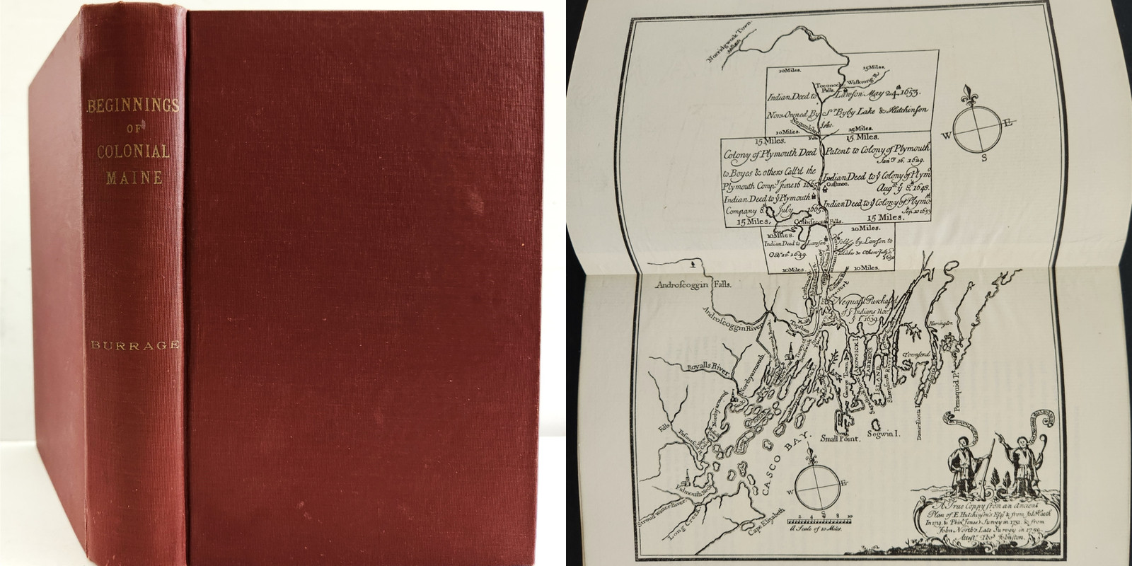 1914 antique COLONIAL MAINE HISTORY 1602-1658 indians slave stealing selling
