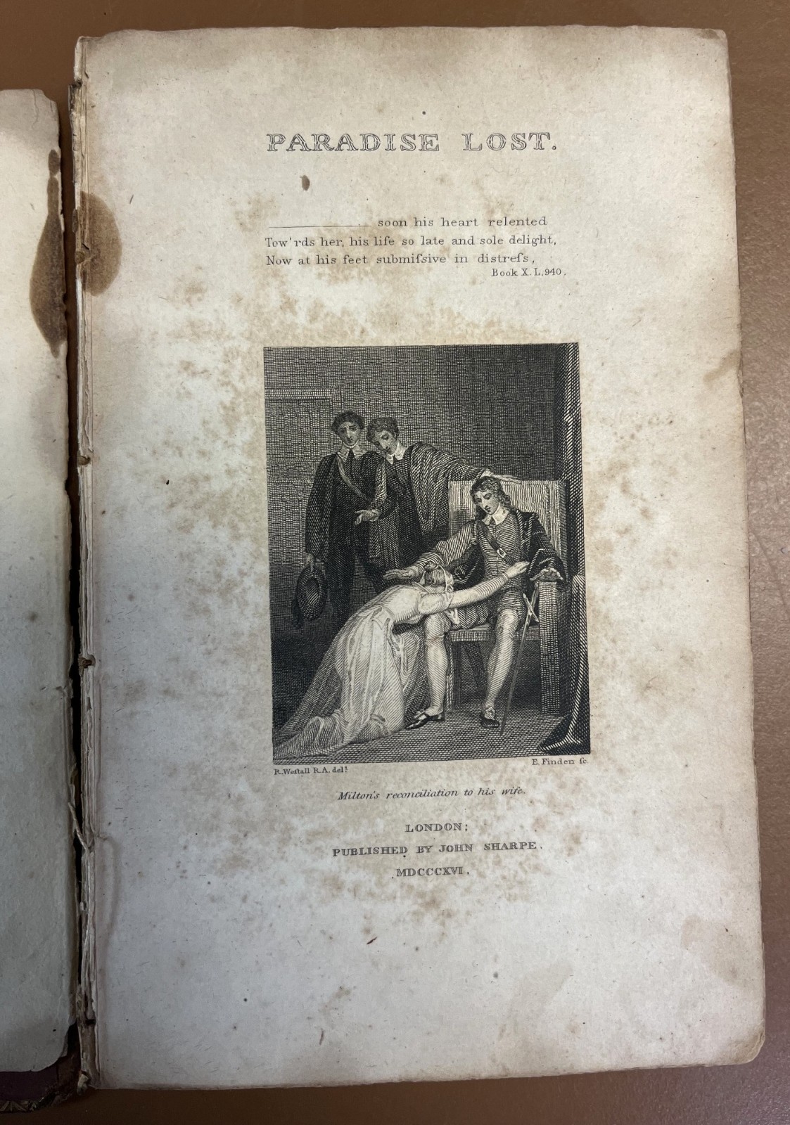 1816 Antique Paradise Lost by Milton Pub by John Sharpe Gilded 200 yrs old!