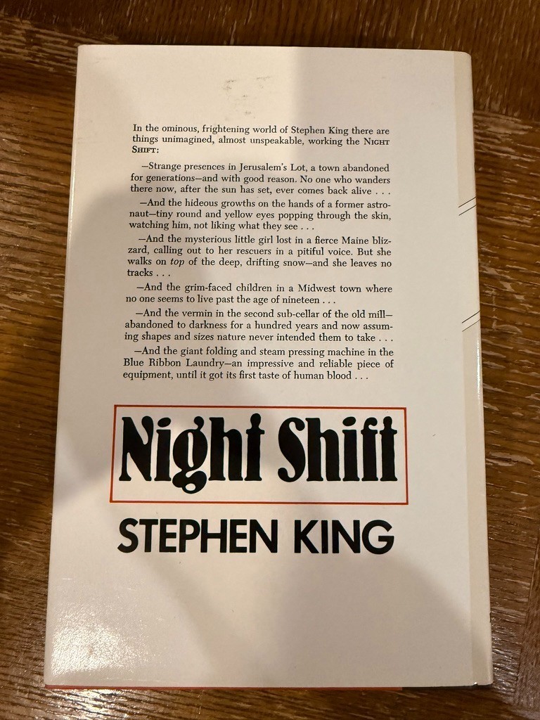 Stephen King Night Shift HCDJ Doubleday Early Edition Gutter Code MP5CC