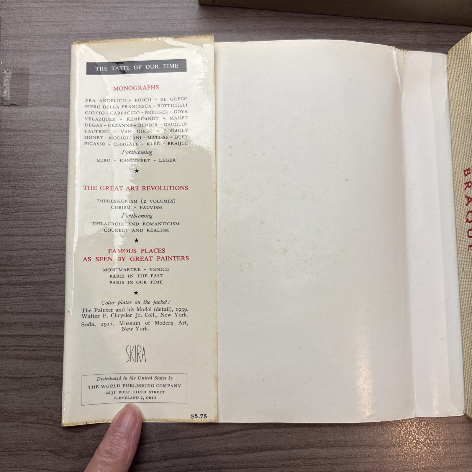 BRAQUE The Taste Of Our Time Albert Skira 1st Ed 1961 Gem HC