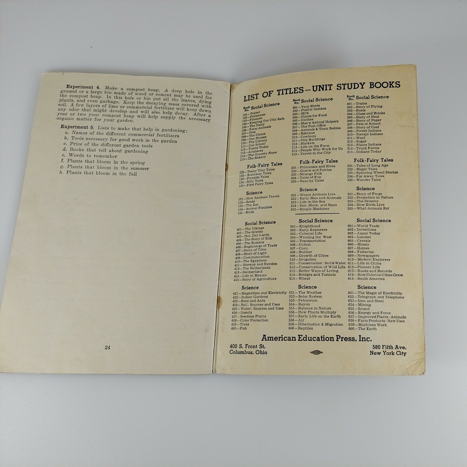 Soil Its Sources and Uses, Anna M. Greeve Unit Study Book No. 454, 1942