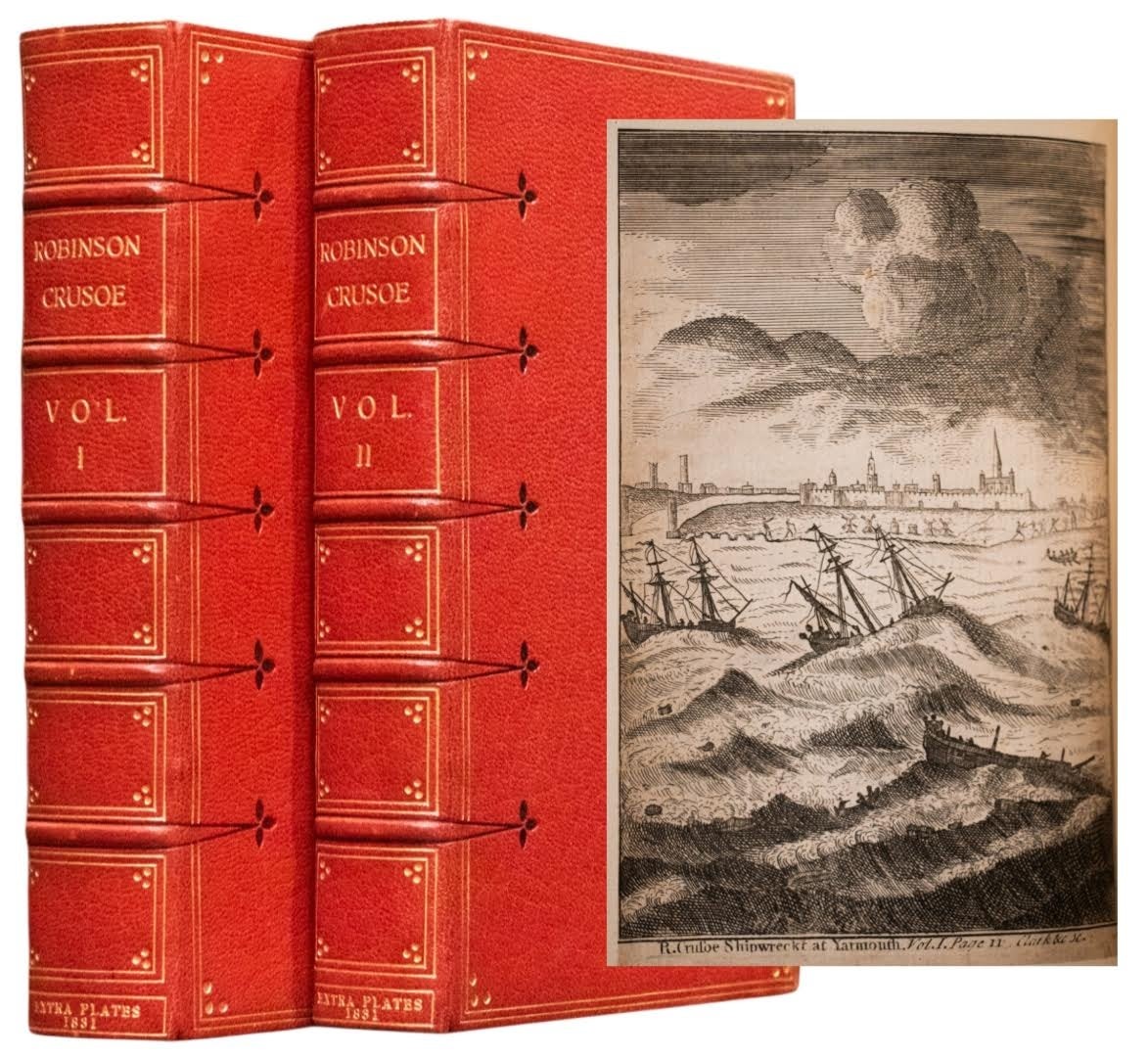 1831 Robinson Crusoe Daniel Defoe Bound by Bayntun Extra Illustrated Fine Scarce