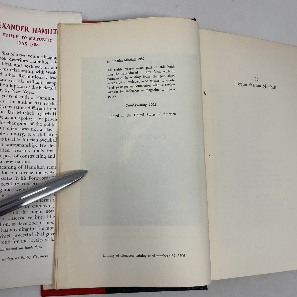 Alexander Hamilton by Broadus Mitchell HC First Edition Very Good 1962