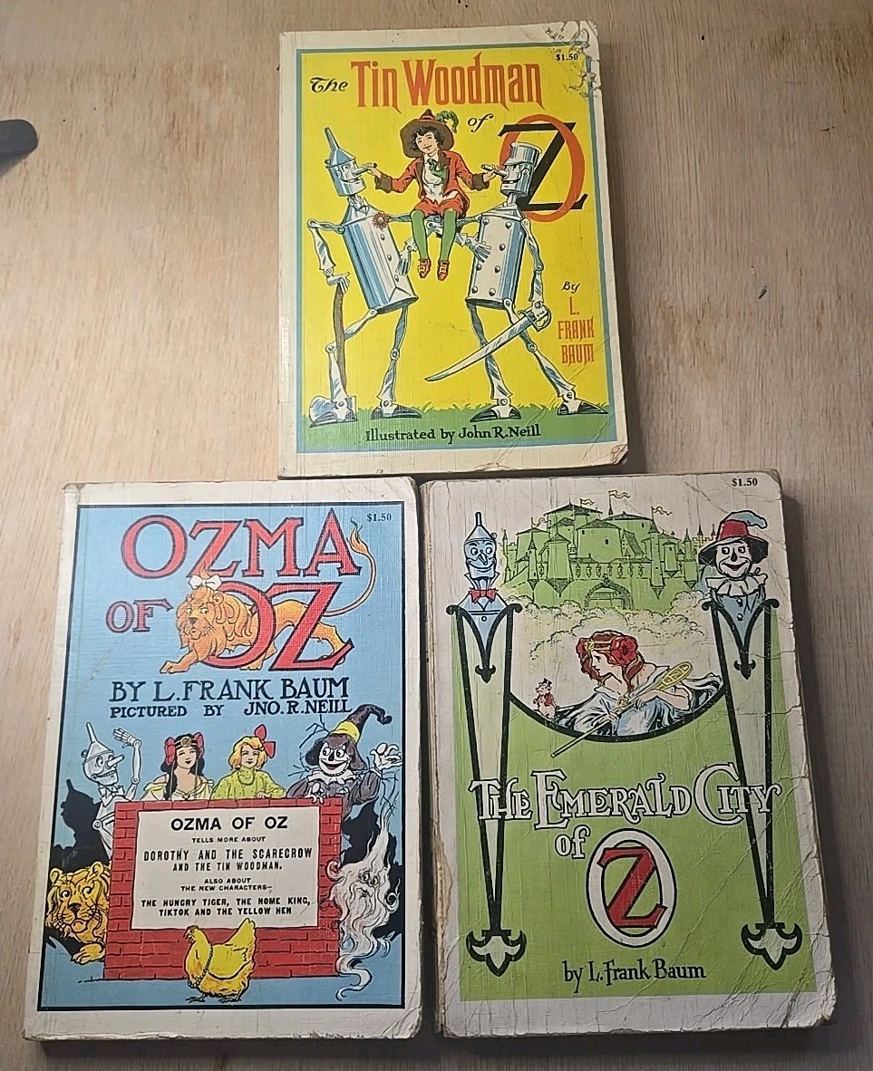 Lot Of 3 Wizard Of Oz Series By L. Frank Baum Emerald city, Tin Woodsman & Ozma