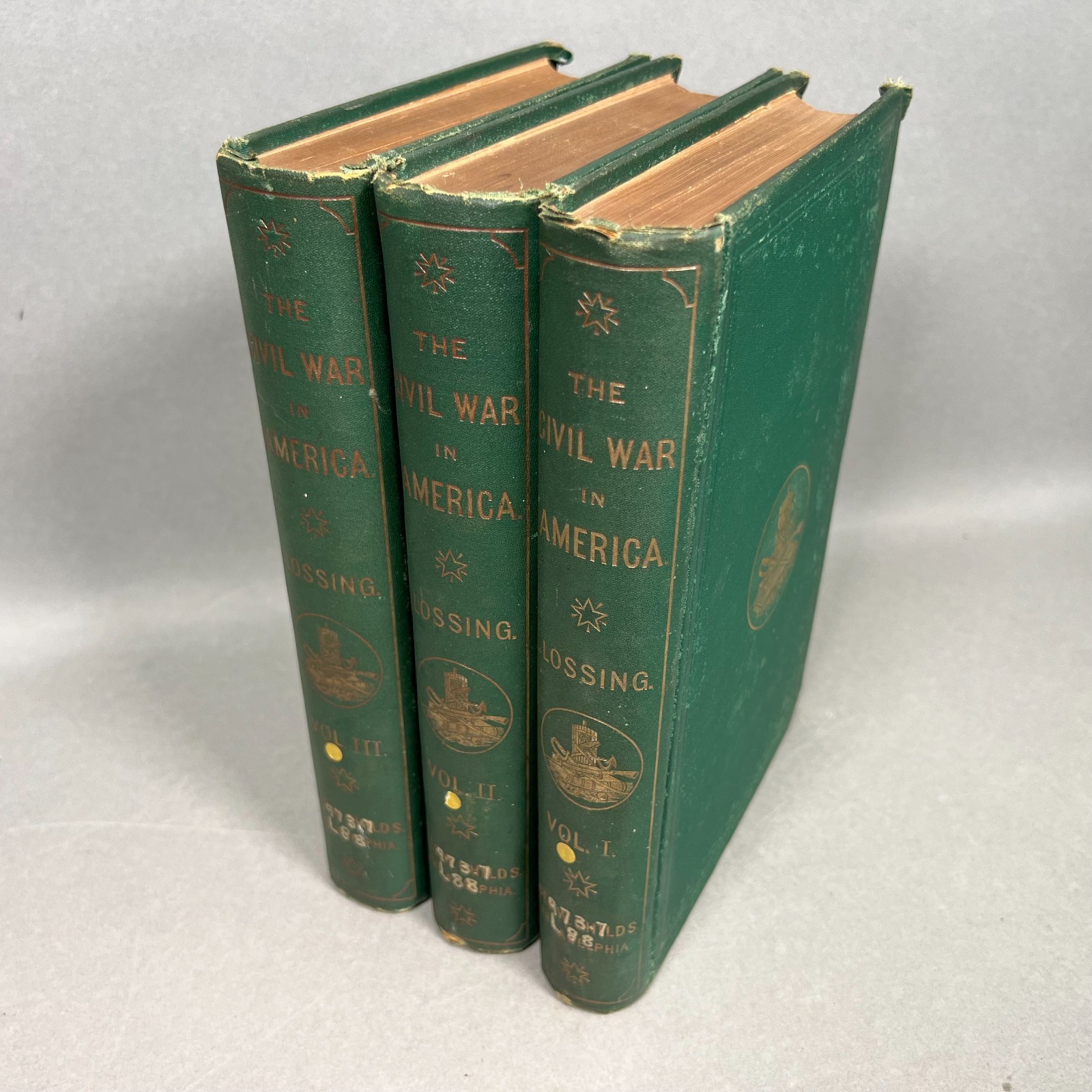 1866 Pictorial History of the Civil War in America Benson Lossing 3 Vol. Set Lot