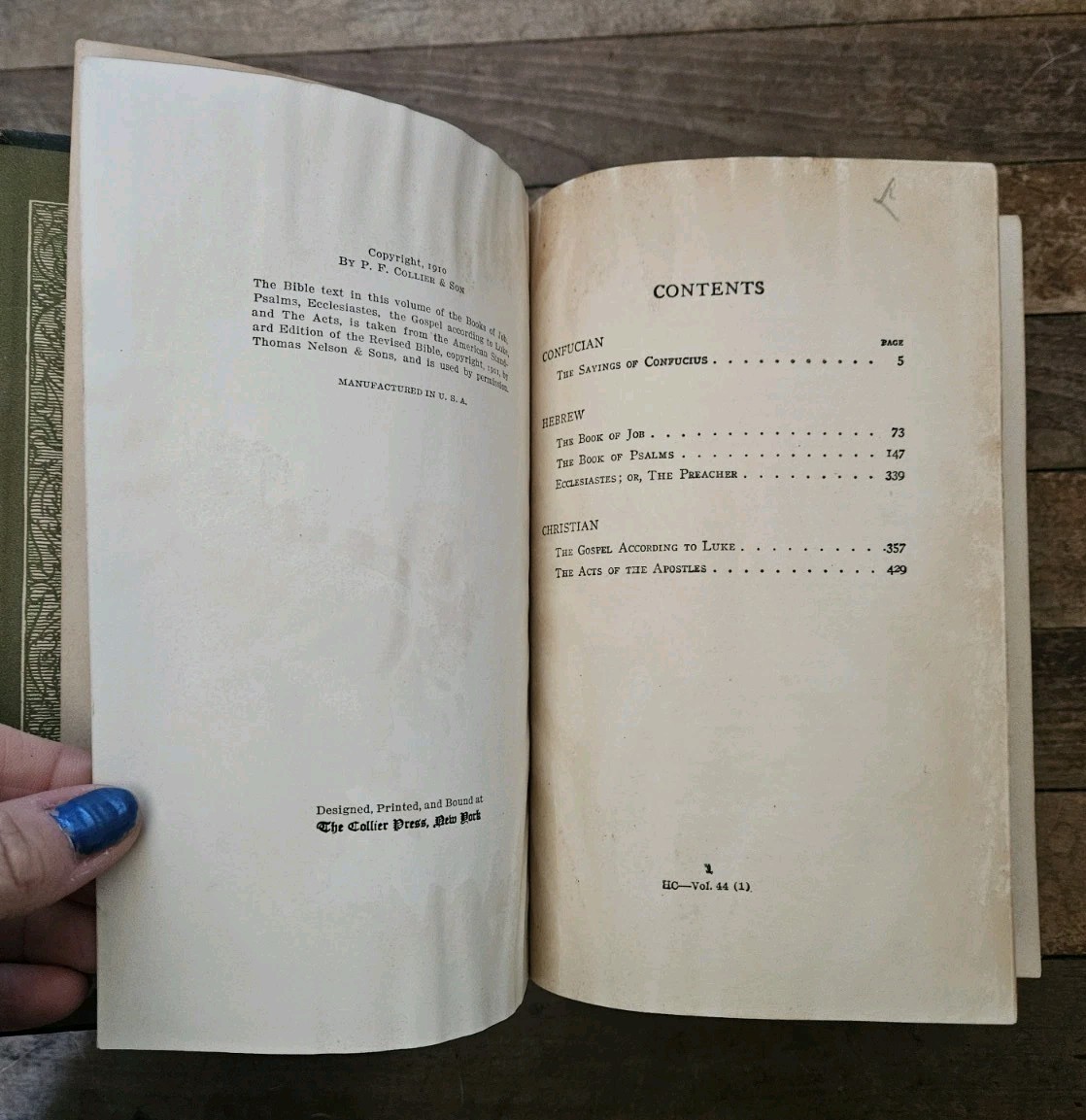 1910. Harvard Classics : Sacred Writings Complete 2 Volume Set Antique HC