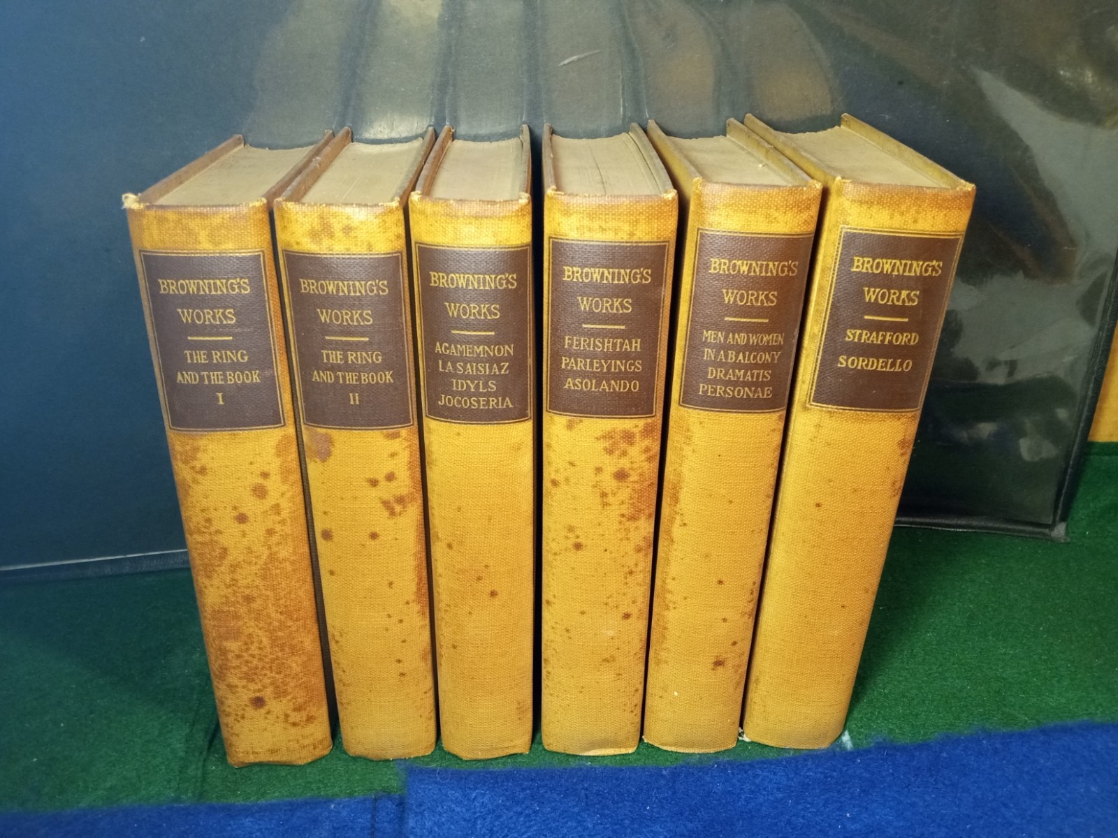 1898 Browning’s Works 6 Volume Book Set~Rare NOS but has Spotting on Covers
