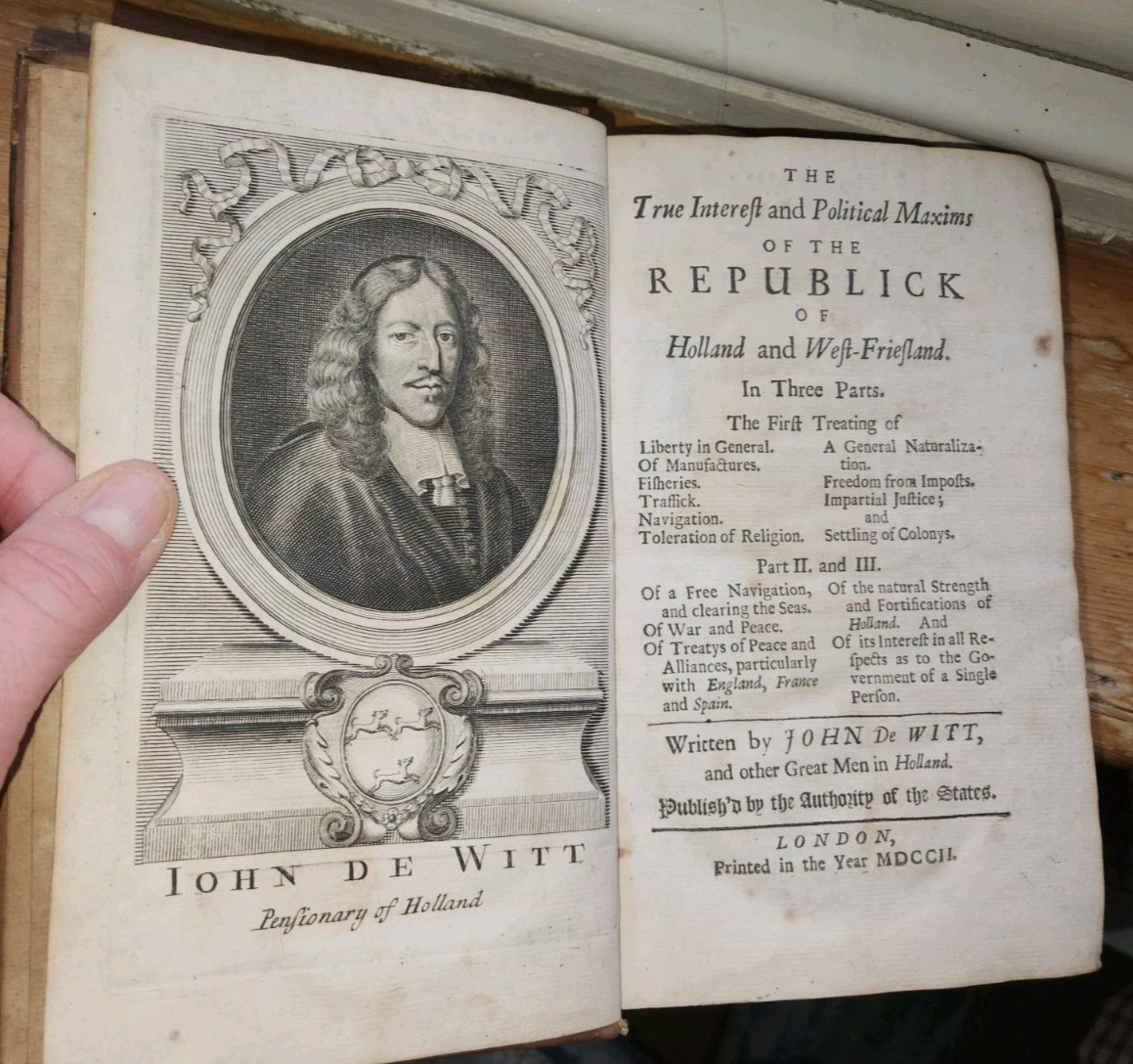 1702 TRUE INTEREST & POLITICAL MAXIMS OF HOLLAND & WEST-FRIESLAND BY DE WITT *