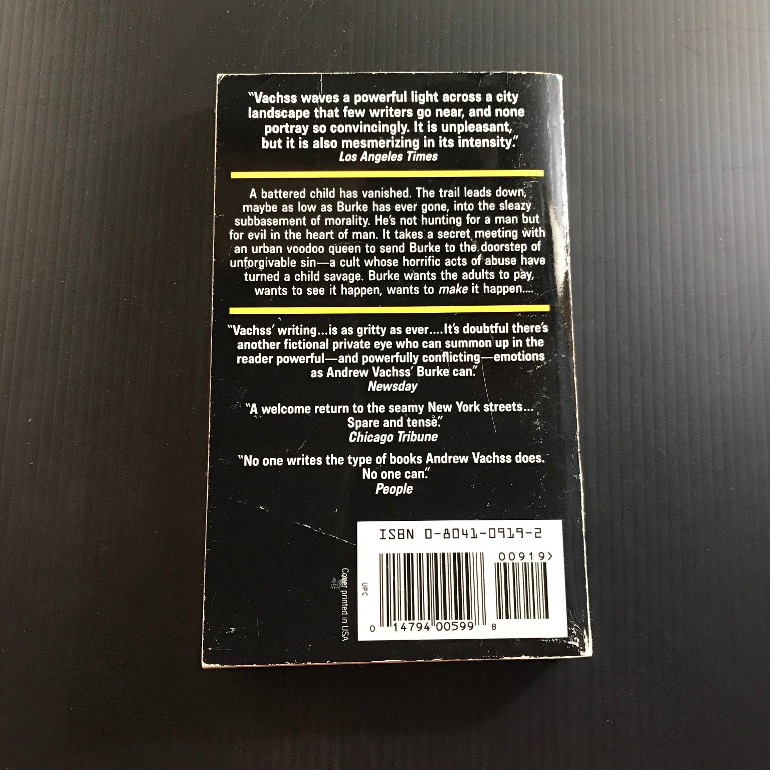 Sacrifice Andrew Vachss First Ballantine Edition 1992 Crime Thriller Novel