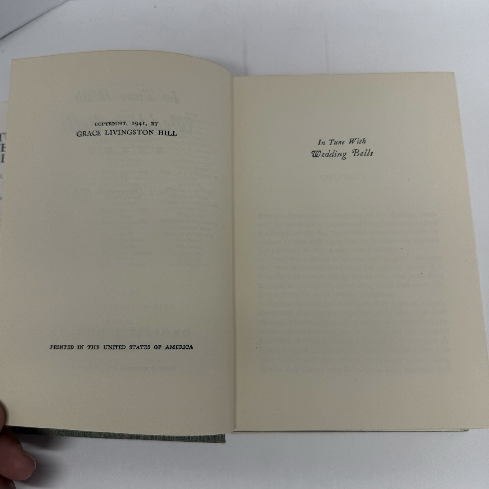 In Tune With Wedding Bells Grace Livingston Hill HC DJ Grosset & Dunlap 1941