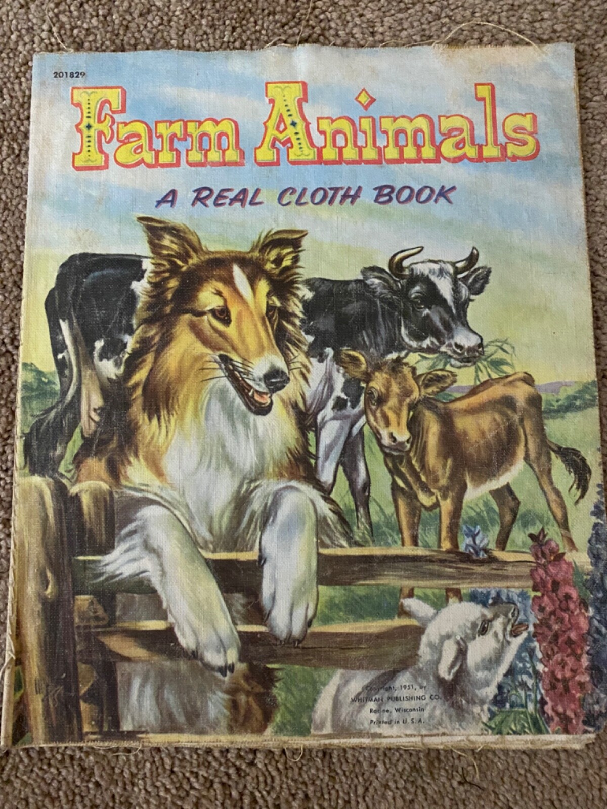 Vintage 1951 Farm Animals, A Real Cloth Book, 201829, Whitman Racine, Wisconsin