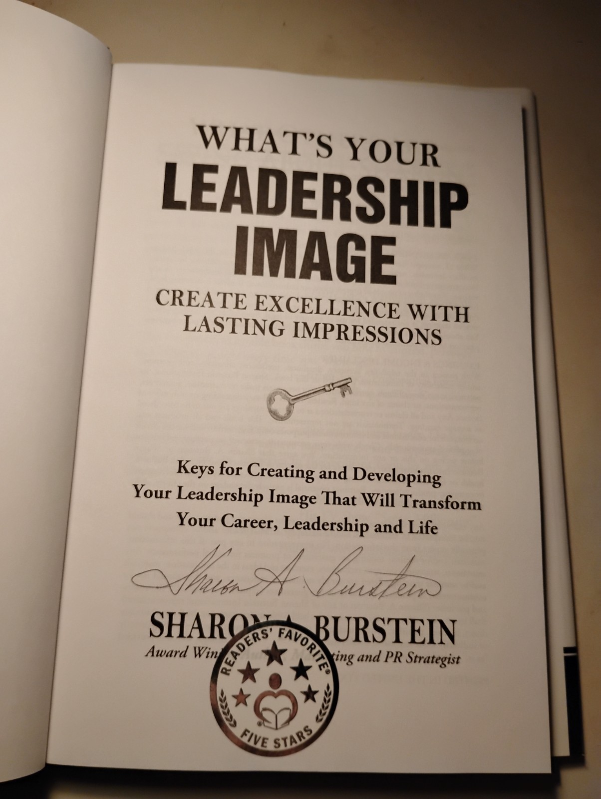 SIGNED Sharon Burstein What’s Your LEADERSHIP IMAGE Leadership Self-Help HC DJ