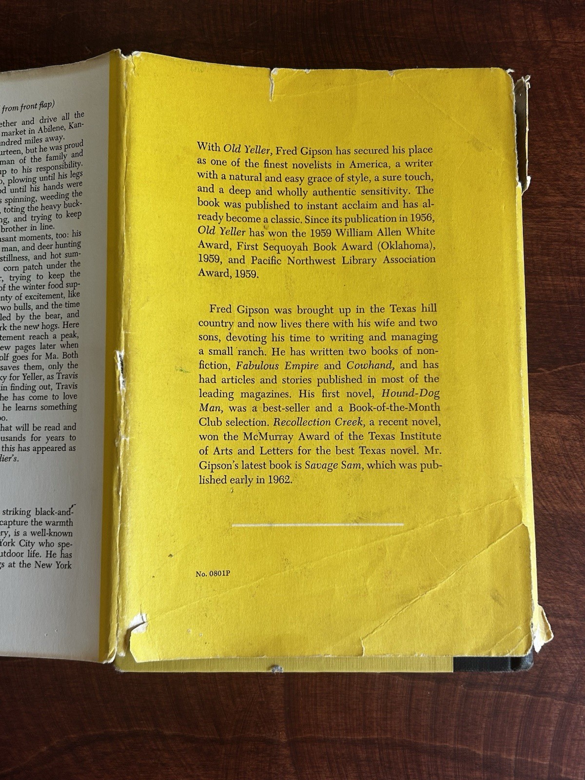 Old Yeller by Fred Gipson (1956) 1ST EDITION Hardcover Book W Yellow Dust Jacket