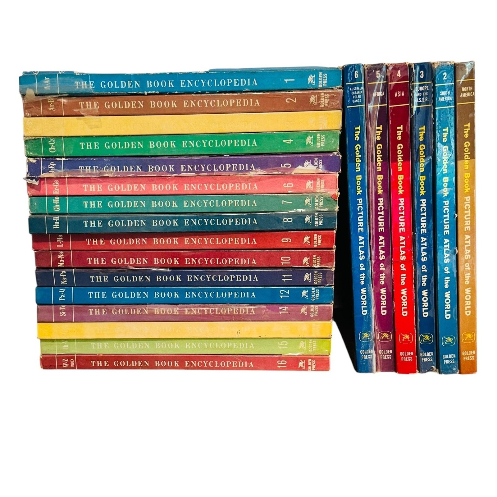 Vtg Golden Book Encyclopedia & Picture Atlas World Set 1960 Golden Press
