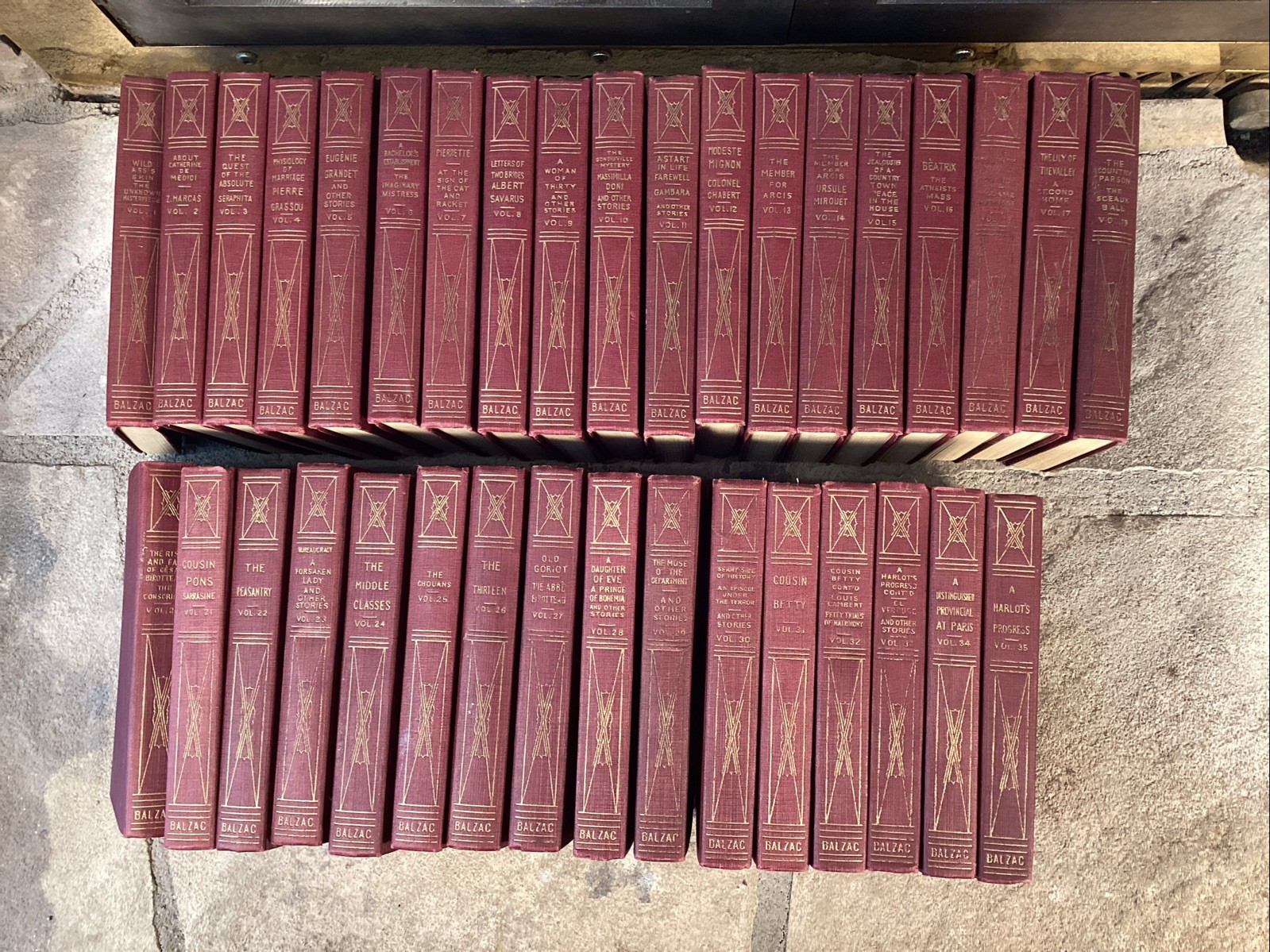 Works of Honoré De Balzac 35 Volumes McKinlay Stone McKenzie NY Red Gold Gilt