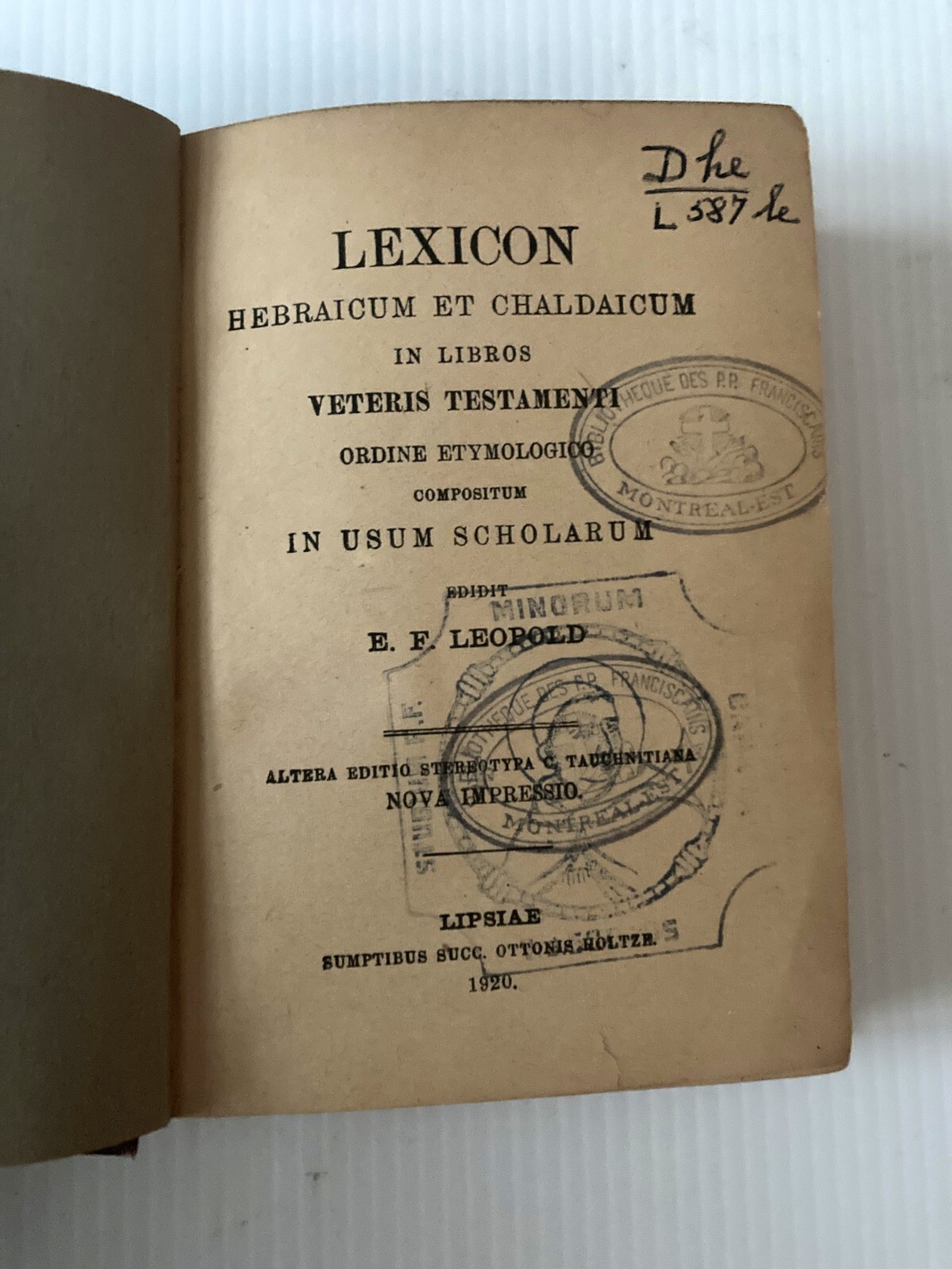 Lexicon hebraïcum et chaldaïcum in libros Veteris Testamenti Leopold 1920 Latin