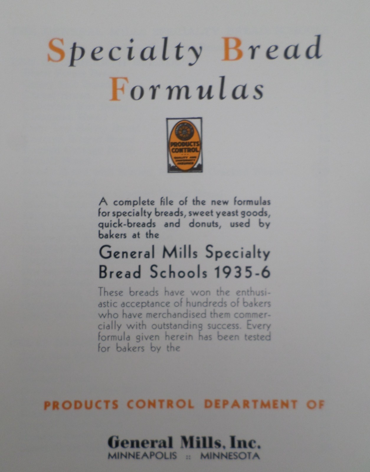 General Mills Specialty Breads, Bread Baking Formulas Commercial Tips, 1935 1936