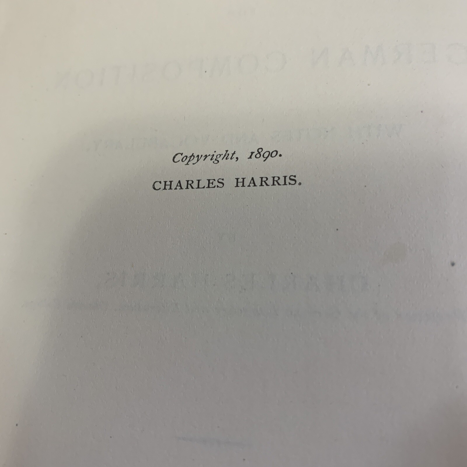 Selections For German Composition With Notes And Vocabulary Hardcover Book 1897