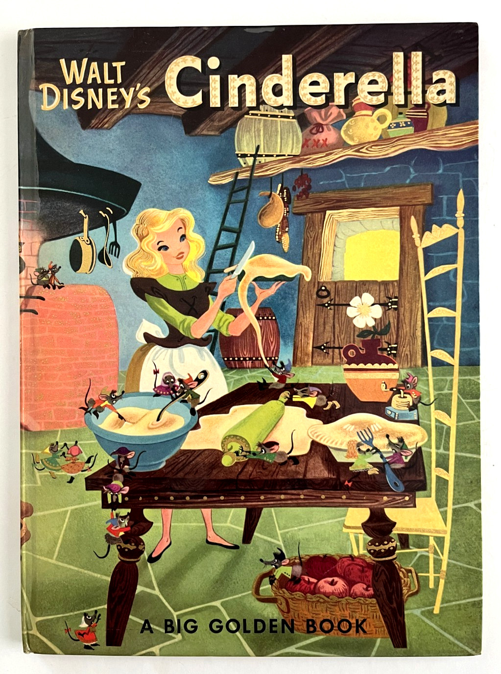Disney’s CINDERELLA ~ MINT childrens Big Golden Book, Worcester 1950 „B“ w/ gilt