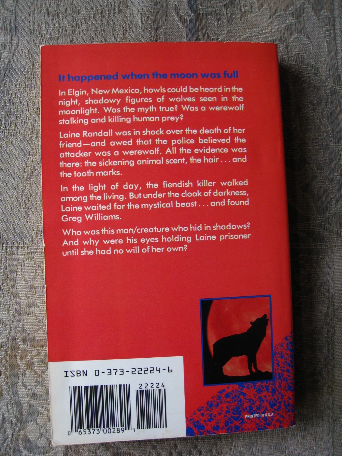 Sharon Green – Werewolf Moon (Harlequin Intrigue #224) 1993 – paperback