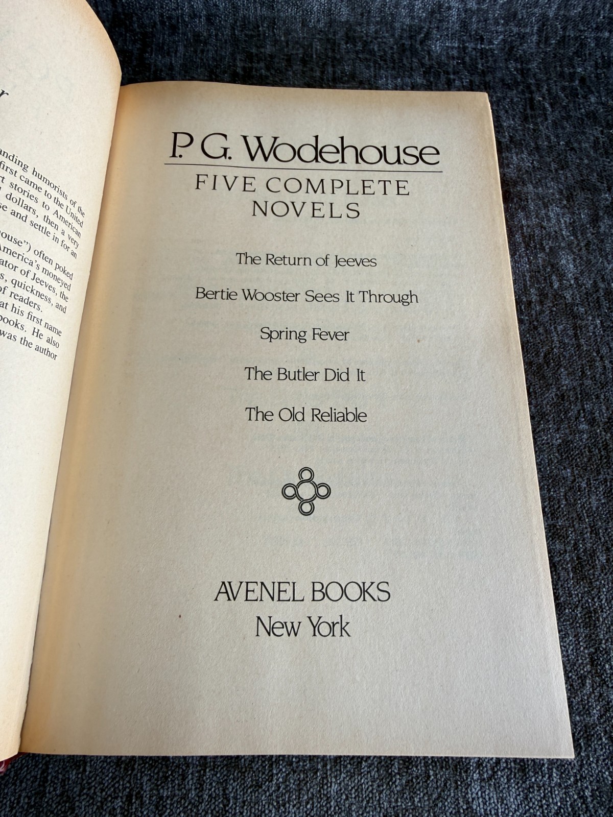 P.G. Wodehouse Five Complete Novels Hardcover Book 1983 Avenel Bertie Wooster DJ
