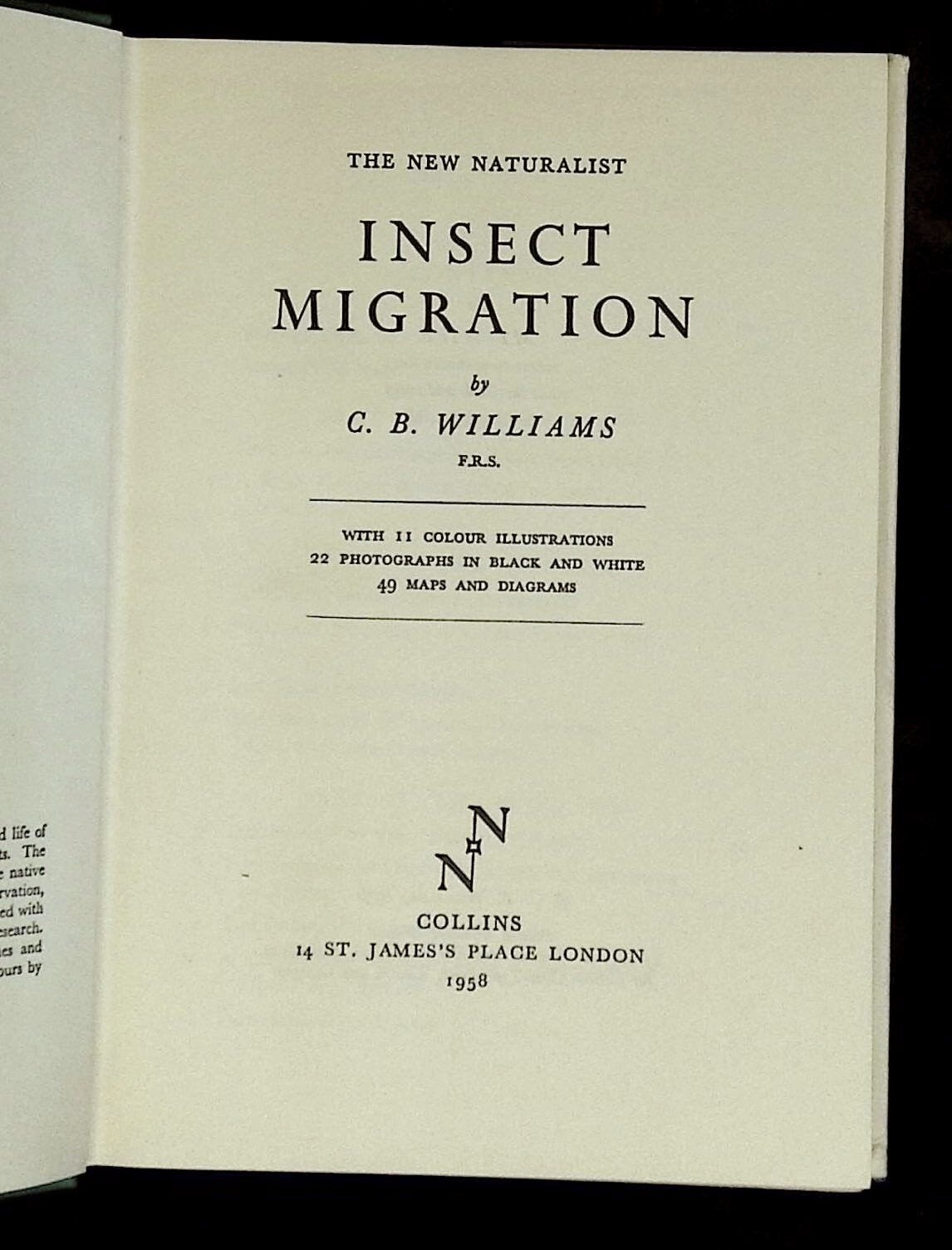 C B Williams / Insect Migration The New Naturalist 1958