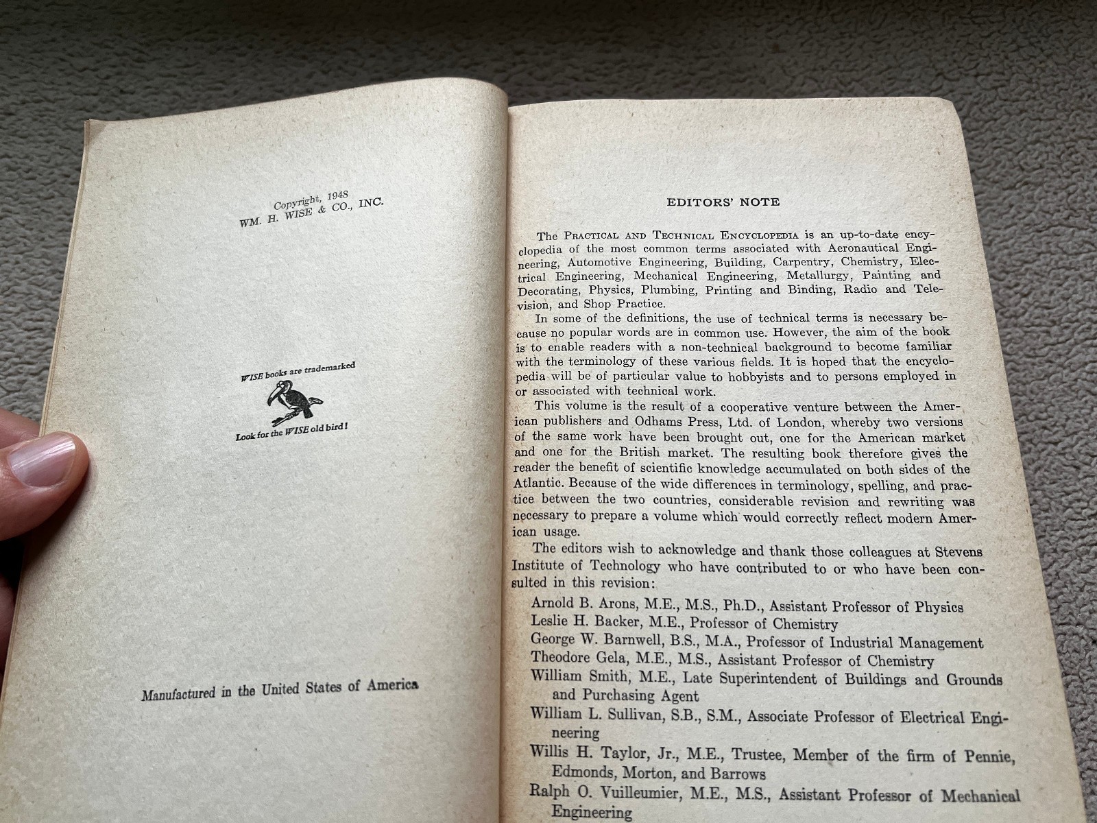 The Practical And Technical Encyclopedia 1948 Wm. H. Wise And Co. Hardcover L2