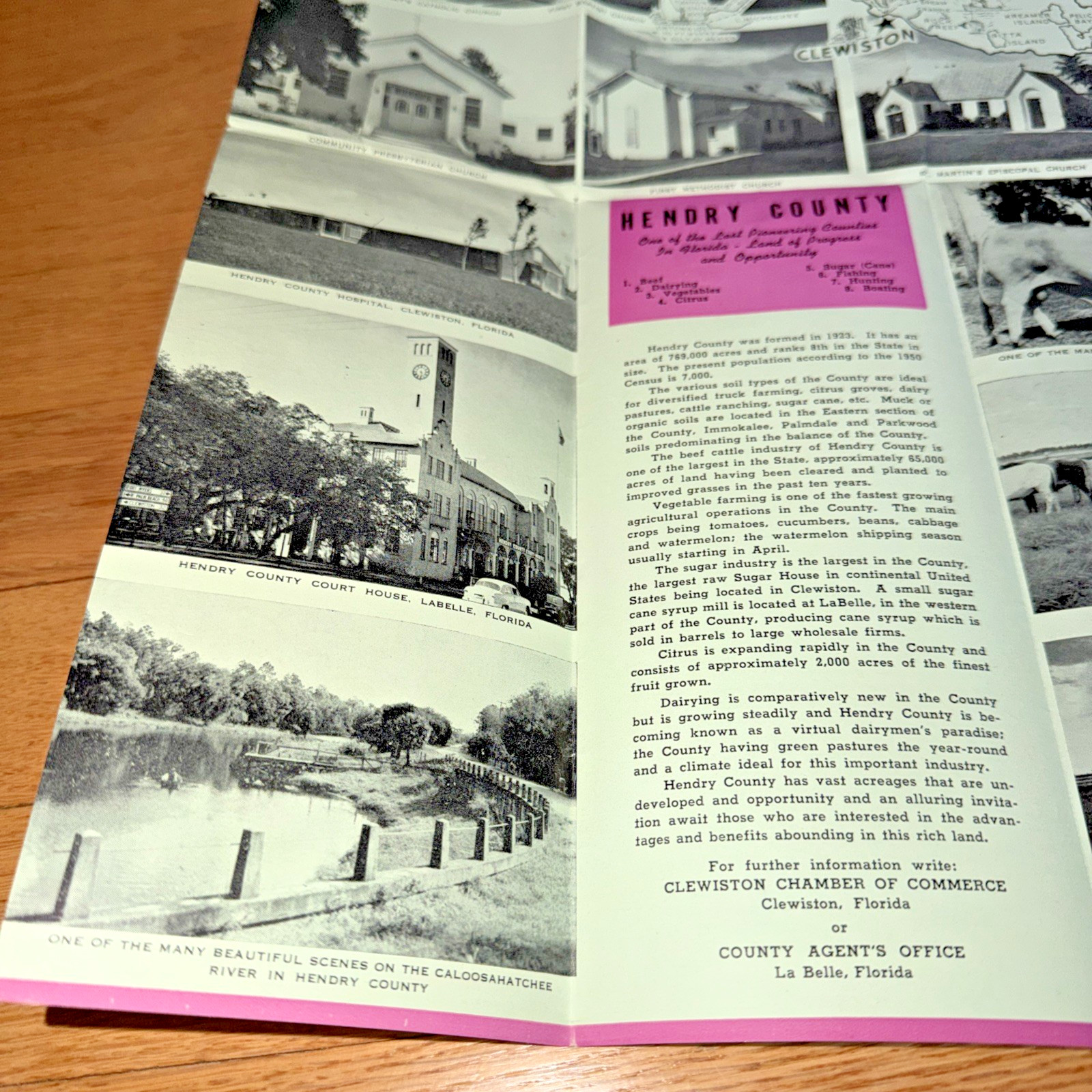 1950’s CLEWISTON, HENDRY COUNTY FLORIDA Brochure – LAKE OKEECHOBEE