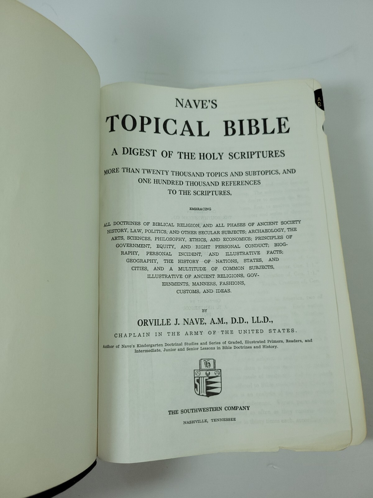 Naves Topical Study Bible Thumb Index Southwestern Vintage 1962 Indexed Leather
