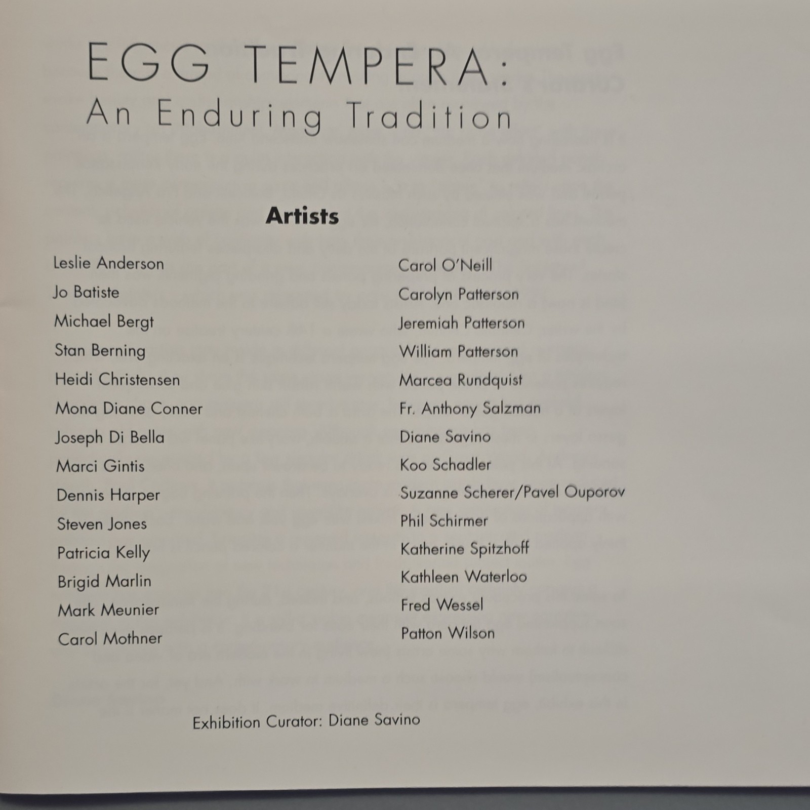 Egg Tempera Exhibition Catalog 2002 Miami Florida Diane Savino