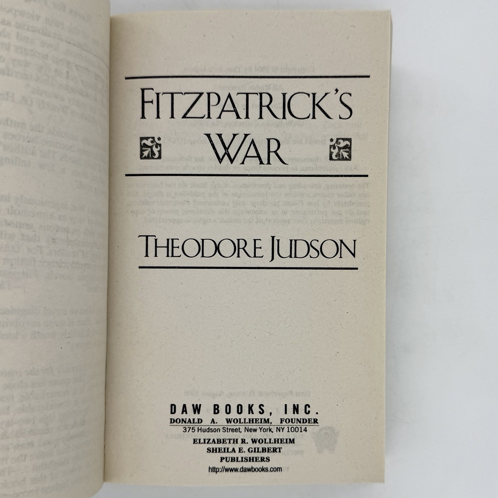 Fitzpatrick’s War – Theodore Judson (1st mmpb 1st print) Daw Books, 2005