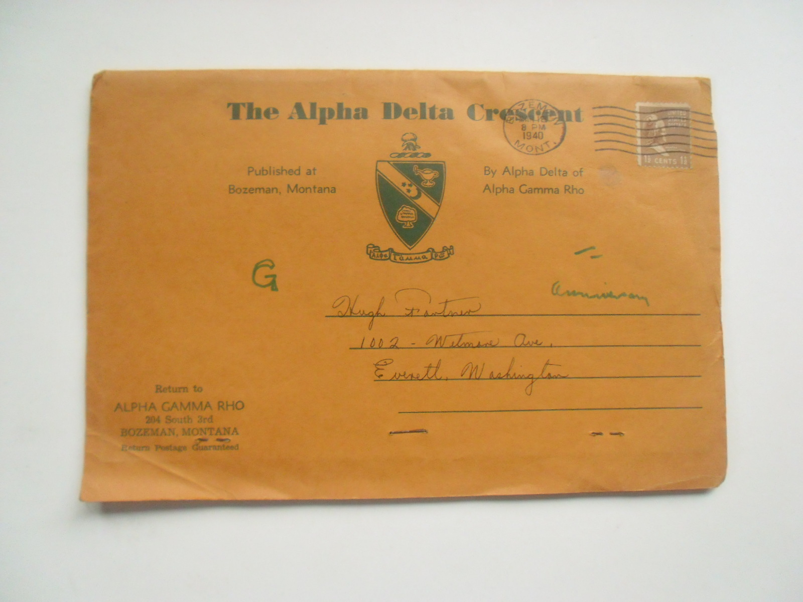 The Alpha Delta Crescent, Bozeman Montana, Softcover, 1940