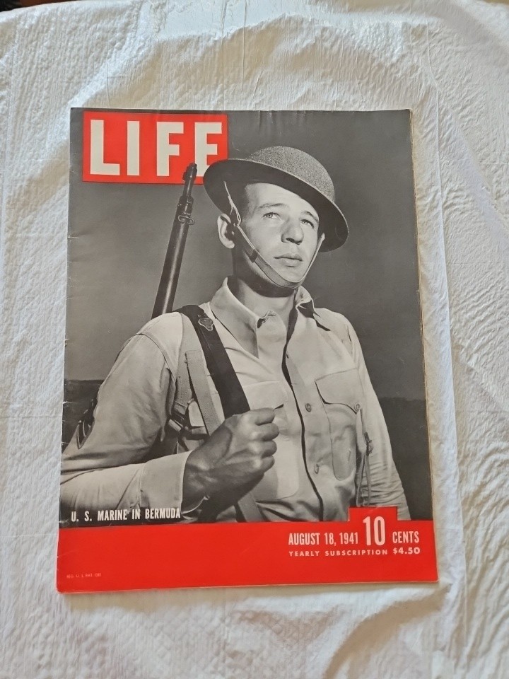 LIFE MAGAZINE. 8/18/1941. U.S. MARINE IN BERMUDA. HITLER. NAZI GERMANY WAR.